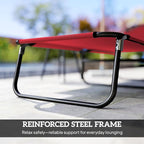 Outsunny Folding Chaise Lounge Pool Chairs, Outdoor Sun Tanning Chairs with 5-Level Reclining Back, Steel Frame for Beach, Yard, Patio, Red