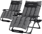 UDPATIO Oversized Zero Gravity Chair 33In XXL Patio Reclining Chair with Cushion, Outdoor Folding Recliner with Pillows, Cup Holder, Foot Rest & Padded Headrest, Support 500LB (2, Dark Grey-XL)
