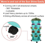 GameXcel Vertical Planter 5 Tier Stackable Planters Garden Planters Strawberry Herb Flower and Vegetable Planter Indoor Outdoor Gardening Pots with Removable Wheels and Tools
