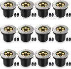 JESLED Outdoor Landscape Lights, 6W LED In Ground Well Lights, 12V 24V 3000K Warm White, IP67 Waterproof Low Voltage Landscaping Spotlight for Driveway Deck Step Yard Fence Garden Pathway (12 Pack)