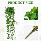Hollyone 2pcs Artificial Hanging Plants 31" Fake Ivy Vine Faux Ivy Leaves Hanging Plant Greenery for Wall House Room Patio Indoor Outdoor Home Shelf Office Wedding Decor
