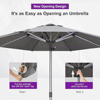 PURPLE LEAF 3-Piece Patio Chaise Lounge Set with Market Umbrella Adjustable Outdoor Recliners for Pool, Patio and Garden Moon Basalt