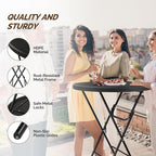 VINGLI 32" Plastic Folding Round Table Bar Height, HDPE Matrial with Gray Metal Finish, High Top Table for Outdoor Party, Cafes, Restaurants, Backyard, Dining Room, Wedding Event,1 Pack, Black