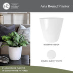 The HC Companies Aria Round Self-Watering Pot - Lightweight Plastic Planter for Herbs & More - Durable Plant Pots for Indoor Plants & Outdoor Plants (12" Glossy White, Pack of 2)