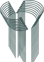 HiGift 16 Pack 24 Inch Plant Support Stakes, 10" Wide x 24" High Half Round Metal Garden Plant Stake Peony Support Cage, Green Plant Support Ring Border for Tomato,Hydrangea,Flower Indoor Outdoor