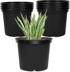 GREANER Plant Nursery Pots, 10 Inch Round Sturdy Garden Pots for Outdoor Indoor Plants, Plastic Black Seed Starting Container for Succulents, Seedlings(10PCS)