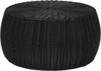 Household Essentials Handwoven Resin Storage Stool Ottoman, Black