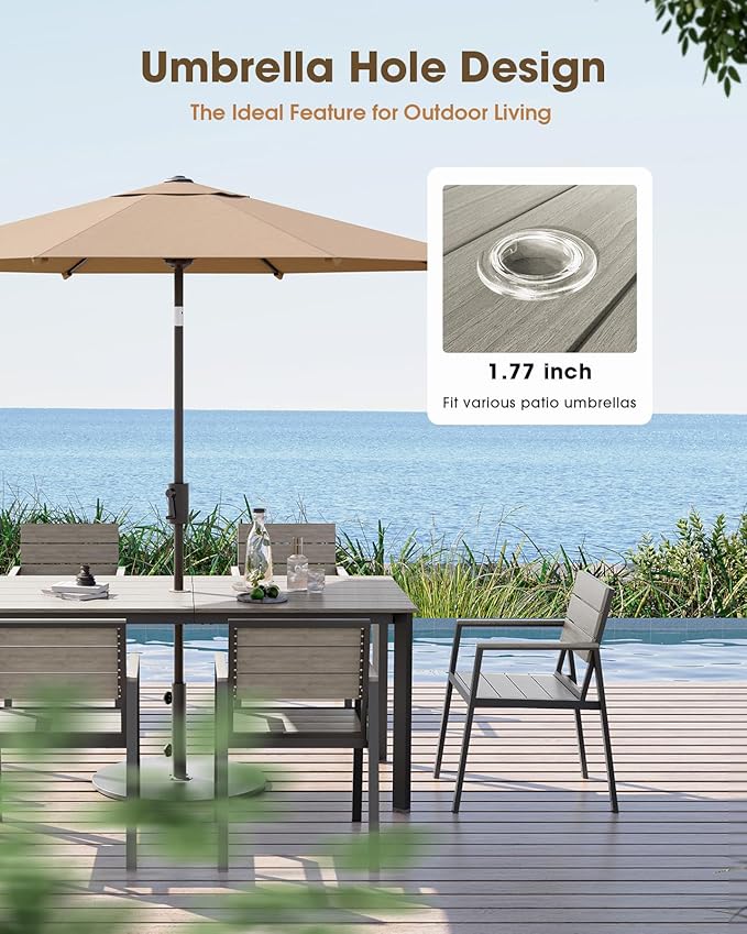 Outdoor Patio Dining Chairs Set of 2, Aluminum & HDPS All-Weather Dining Chiars for Deck, Lawn, Backyard, Pool (Classic Gray)