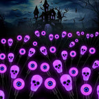Solar Lights Outdoor,Halloween Decorations Outdoor, Scary Eyeball Lights,4PACKS 32LED,IP65 Waterproof,Halloween Decor for Garden/Yard/Patio/Lawn/Pathway(Purple)