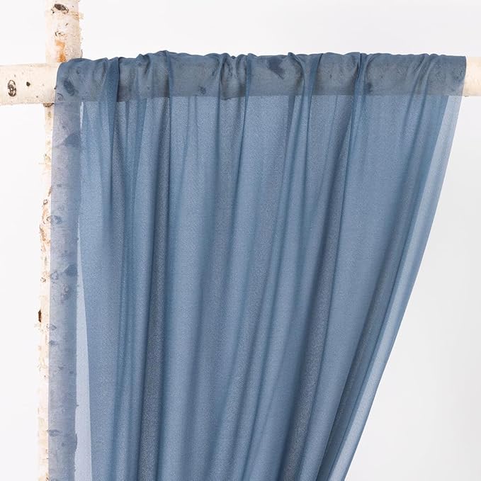 Outdoor Curtains: Dusty Blue Sheer Gauze Arch Drape, 2 Panels, 29 x 240 Inch