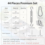 Sun Shade Sail Hardware Kit 6 Inch for Rectangle & Triangle Shade Sail Install, Stainless Steel Shade Sail Fixing Accessories for Outdoor Patio Canopy Garden, Heavy Duty Awning Attachment Set (44 Pcs)