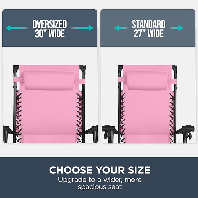 30” Wide Folding Zero Gravity Outdoor Recliner Patio Lounge