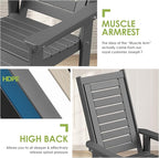 GREENVINES Outdoor Rocking Chairs | Set of 4 | Porch Rocker | HDPE Plastic | Grey | Oversized Rockers | High Back | Big & Tall | Ladder Back | for Patio Outside Backyard Balcony Garden