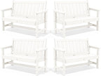 SERWALL Outdoor Bench, HDPE Outdoor Benches Weatherproof, 2-Person Garden Bench with 660 lbs Weight Capacity, Patio Benches for Outdoors, Garden, Porch, Backyard and Park, White, 4 Pack