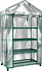 4 Tier Mini Greenhouse - Portable Greenhouse with Locking Wheels and PVC Cover for Indoor or Outdoor - 27 x 19 x 63-Inch Green House by Pure Garden