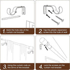 1” Diameter Curtain Rods Itself is 30 to 60 inch 1 Pack Fit 30-54 inch Window with Heavy Duty Adjustable Rod Matte Wood Grain Splicing Metal Extra Long Curtain Rod for Windows