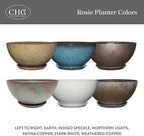 Classic Home and Garden Rosie Modern Planter w/Drainage - Contemporary Planter Bowls - Shallow Round Vases for Small Plants - Versatile Indoor & Outdoor Pots (10” Indigo Speckle)