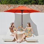 JEAREY 7.5FT Patio Umbrella Market Table Umbrella with 6 Sturdy Ribs, Push Button Tilt/Crank Outdoor Umbrella for Garden, Deck, Backyard, Pool and Beach,Orange