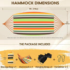 ANYOO Cotton Hammock Portable Camping Hammocks for Hanging Sturdy Garden Comfortable Fabric Hammock with Tree Straps Up to 660lbs with Travel Bag for Camping Outdoor/Indoor Patio Backyard