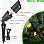 wowlite Matte Black Aluminum Outdoor Spot Lights with 4 Light Bulbs, 5W 2700K Warmlight 12V Low Voltage Landscape Lighting Fixture, IP65 Waterproof LED Uplights for Garden Courtyard Pathway, 4 Pack