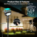 Solar Landscape Spotlights Outdoor Waterproof IP67, Warm White LED Spot Lights for Tree Flag Garden, Adjustable Solar Uplights Auto On Off with 2 Brightness Mode