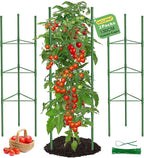 6 Pack Tomato Cages, 51.2in Tomato Plant Support Stakes Heavy-Duty, Garden Tomato Cages & Trellis for Climbing Vegetables, Tomatoes, Peppers, and Potted Plants(6)