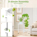 iDavosic.ly Plant Stand Indoor Outdoor, 3 Tier Corner Metal Flower Display Holder Shelf, Easy Assembly Folding Tall Orchid Rack for Patio Balcony Porch Garden Living Room House, White