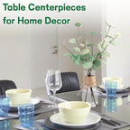 Artificial Eucalyptus Greenery Stems with Glass Vase, 3-Pack, Green