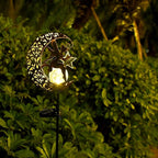 Solar Lights Garden Decorations Outdoor-Moon Fairy Lights with Crackle Glass Globe, Lawn Decorative Lights Waterproof Warm White LED, Decoration for Pathway Lawn Patio Courtyard Backyard(Moon Fairy)
