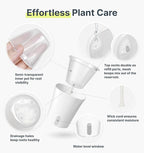 10 Pack 3" Self Watering Pots for Indoor Plants, Clear Inner Cup, Small White Plastic Planters, Water Level Indicator, Drainage Holes, Extra 3ft Wick, Cuttings,Seedlings,Herb,African Violet