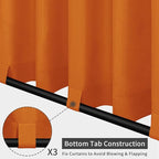 Easy-Going Outdoor Patio Curtains Detachable Tab Top Windproof Weatherproof Curtain for Cabana, Porch, Pergola and Gazebo, Tab Bottom Drape, 2 Panels, 54W x 108L inch, Orange
