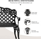 VINGLI 42.5" Outdoor Bench, Antique Cast Aluminum Front Porch Bench Metal Garden Benches Cast Iron Benches 2-3 People Seating (Black)