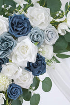 Artificial Flowers Wedding Arch Swag Kit, Dusty Blue and White, 26 Ft Drape