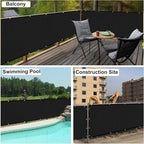 UPGRADE Privacy Fence Screen 3'x12' Black Outdoor 90% Visibility Blockage 170 GSM Mesh Shade Cover Panels for Backyard,Balcony,Home Decoration with Zip Ties,Customized Avaliable