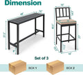 Bar Set, 3 Piece Metal Patio Bar Table with 2 Stools, Black and Beige