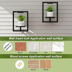 BAOYOUNI 2 Pack Picture Frame Wall Plant Holder with Light,Metal Window Plant Shelf，Modern Floating Plant Stand for Indoor Outdoor Patio Balcony Garden Living Room Bedroom