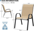 Patio Dining Chair Set of 6, Outdoor Stackable Dining Chairs High Back for All Weather, Patio Furniture for Backyard, Porch, Garden, Pool Deck (Brown)