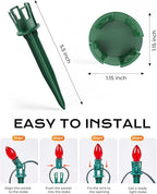 200-Pack Plastic Light Stakes, 5.5 Inch Christmas Yard Stakes for C7 C9 Christmas Lights Outdoor, Universal Light Stakes for Outdoor Holiday Lights, Green