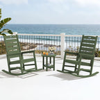 SERWALL Outdoor Rocking Chair Set of 4, Oversized HDPE Patio Rocking Chair with Footrest for Adults, All Weather Porch Rocker for Deck Patio Balcony, Avocado Green