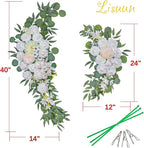 Artificial Flowers Wedding Arch Swag, White Silk Peony and Rose Set