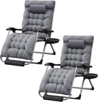 Homall Oversized Zero Gravity Chair, Set of 2 Recliner Lounge Chair with Removable Soft Cushion and Cup Holder, Adjustable Anti Gravity Chair Folding Patio Chairs Padded for Indoor and Outdoor (Gray)
