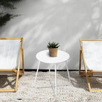 danpinera Outdoor Side Tables with Flower Cut Outs, Weather Resistant Steel Patio Side Table, Small Round Outdoor End Table Metal Side Table for Patio Yard Balcony Garden White