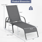Giantex 2 Pack Patio Lounge Chair, Outdoor Chaise Lounge with 5 Adjustable Backrest, Sturdy Steel Frame, Sunbathing Recliner, Tanning Chair for Beach, Outside, Yard, Balcony, Pool Chairs (2,Dark Gray)
