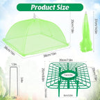 4 Sets Strawberry Plant Support with Mesh Cover - Square Gardening Frame, Animal Barrier, Iron Stakes & Storage Bag for Healthy Strawberries, Tomatoes, Veggies (Green) (4 pcs)