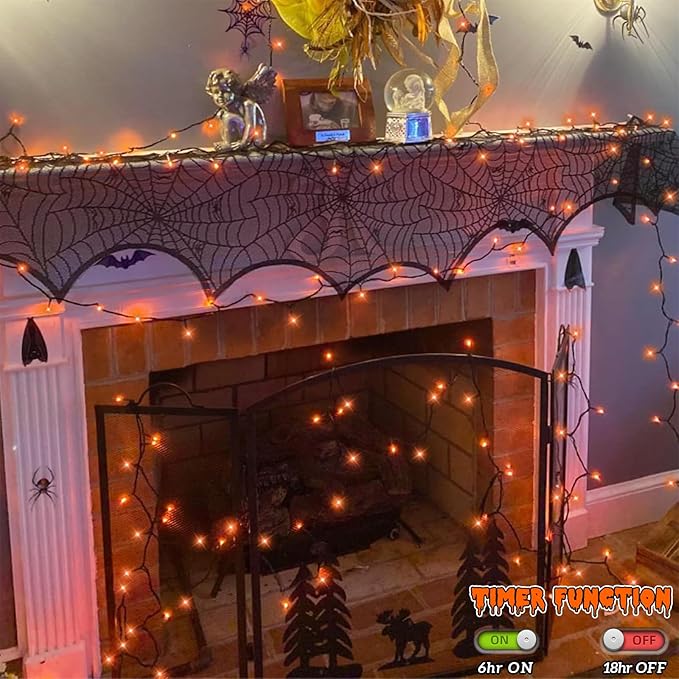 String Lights 165ft 500 LED Orange with 8 Modes and Timer