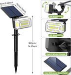Solar Spot Lights Outdoor, 102 LED Solar Garden Yard Spotlight Waterproof Landscape Flood Powered Lights with Adjustable Light & Panel, 4 Lighting Modes for Walkway Driveway, 4 Pack(Cool White)