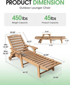 Lounge Chair Outdoor Set of 2, HDPE Chaise Lounge Outdoor, Pool Lounge Chair for Pool Poolside Deck Backyard Patio, Teak
