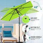 AreShark 7.5FT Patio Umbrella Table Market Umbrella with 6 Sturdy Ribs, Button Tilt/Crank Heavy-Duty Round Outdoor Umbrellas for Garden, Deck, Backyard,and Pool, Apple Green