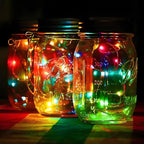 String Lights Solar Mason Jar Lid Lights, 12 Pack, Multicolor, 30 LEDs