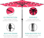 Best Choice Products 10ft Solar Polyester LED Lighted Patio Umbrella w/Tilt Adjustment and UV-Resistant Fabric
